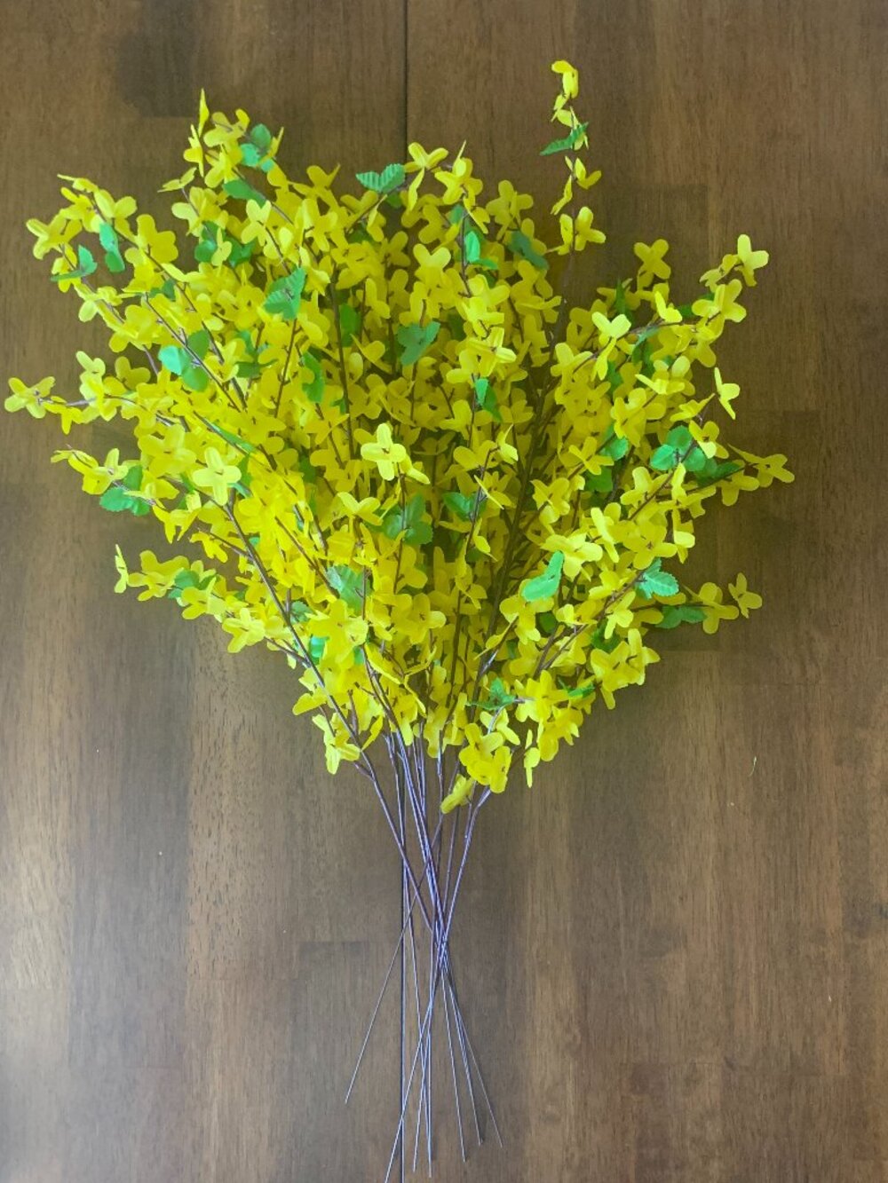 Lot of 8 Faux Forsythia Stems Yellow 26" Artificial Floral Branches Spring Deco